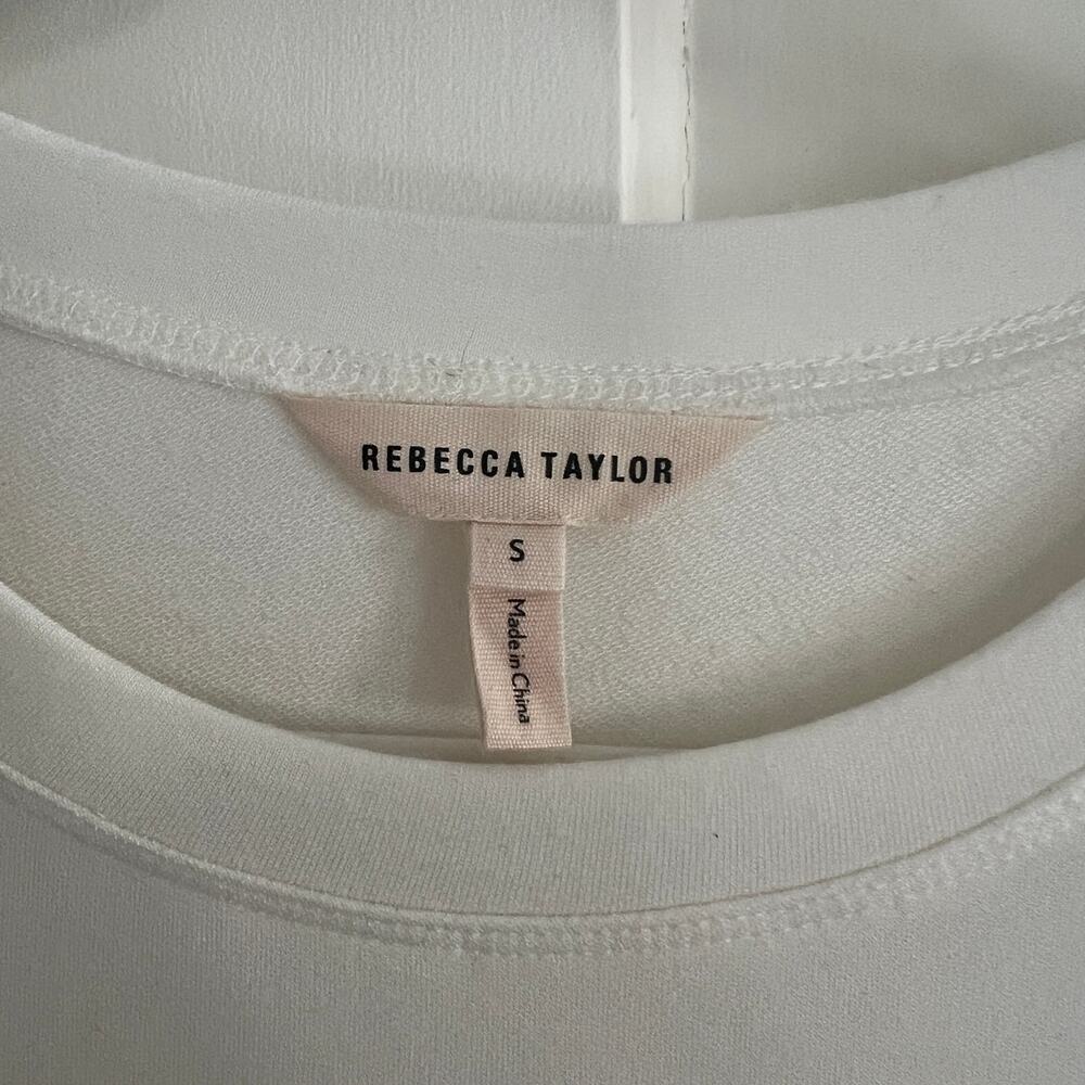 Rebecca Taylor Terry Top with Ruffle Peplum White Cream 3/4 Sleeve Size S - Picture 5 of 8